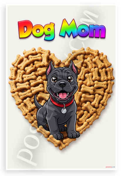 Dog Mom Cane Corso Puppy Dog Bone Heart Cartoon 12x18 US Made Poster
