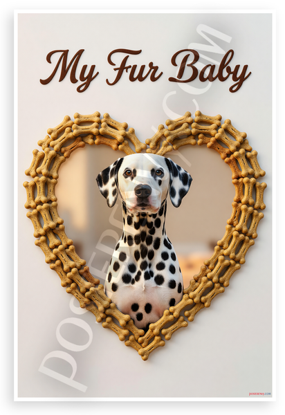My Fur Baby Dalmatian in Dog Bone Heart Frame Pet Lover 12x18 US Made Poster