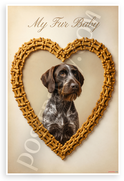 My Fur Baby German Wirehaired Pointer Dog Bone Heart Frame 12x18 US Made Poster