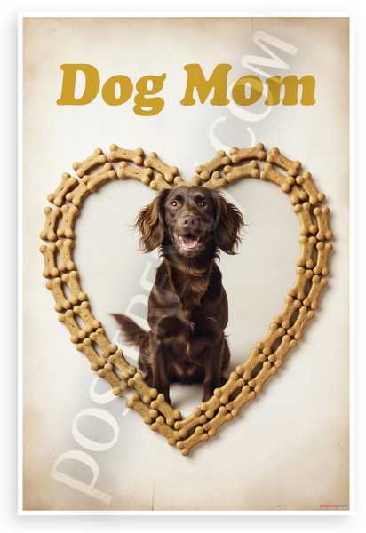 Dog Mom Boykin Spaniel in Bone Treat Heart Vintage 12x18 US Made Poster