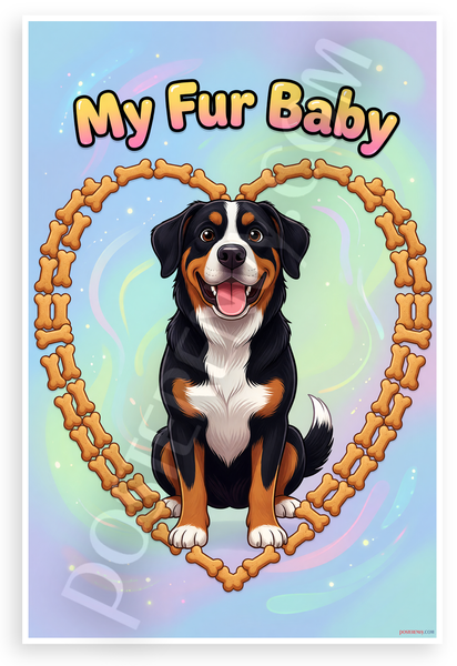 My Fur Baby Great Swiss Mountain Dog Bone Heart 12x18 US Made Poster