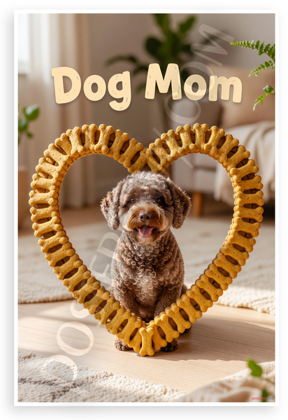 Dog Mom Lagotto Romagnolo in Bone Treat Heart Frame 12x18 US Made Poster