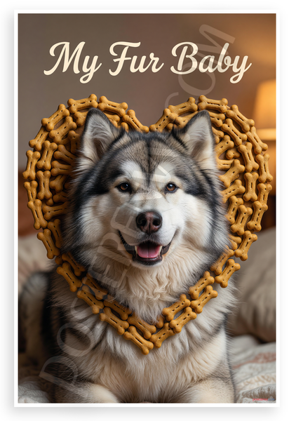 My Fur Baby Alaskan Malamute Dog Bone Heart Frame 12x18 US Made Poster