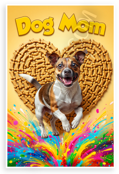 Dog Mom Rat Terrier Bone Treat Heart Playful 12x18 US Made Poster