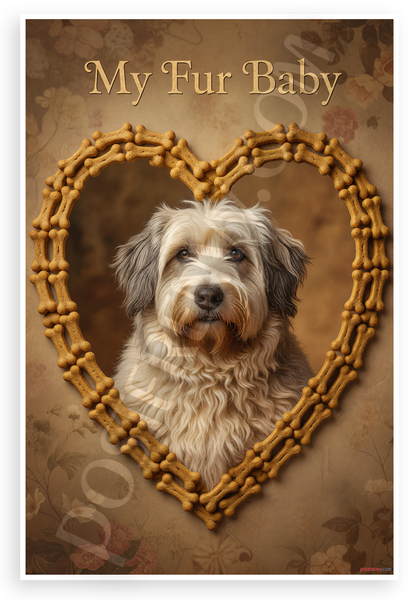 My Fur Baby Old English Sheepdog Dog Bone Heart Frame 12x18 US Made Poster