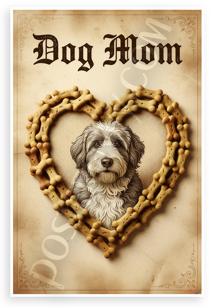 Dog Mom Old English Sheepdog Dog Treat Heart Vintage 12x18 US Made Poster