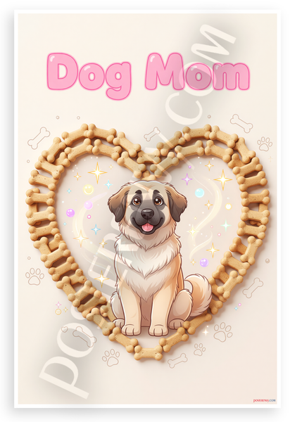 Dog Mom Anatolian Shepherd in Bone Treat Heart Whimsical 12x18 US Made Poster
