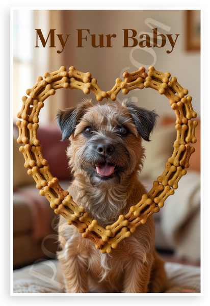 My Fur Baby Border Terrier Dog Bone Heart Frame 12x18 US Made Poster