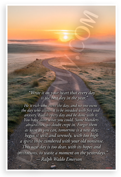Ralph Waldo Emerson 'Write It On Your Heart Every Day Best' Inspirational 12x18 US Made Poster