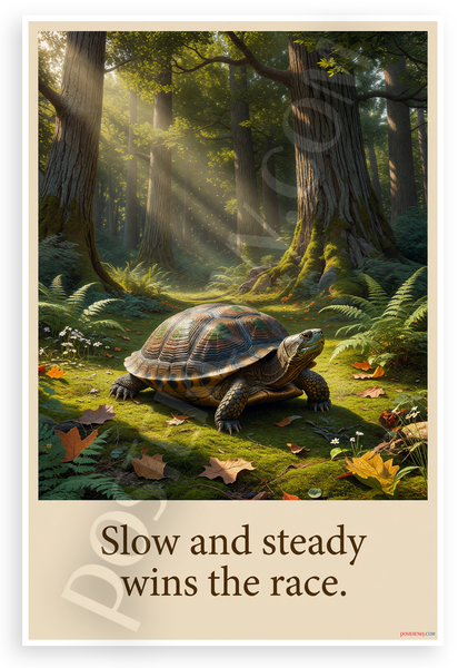 Slow and Steady Wins the Race Turtle Forest Inspirational 12x18 US Made Poster