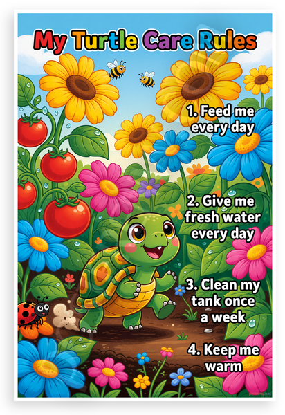 My Turtle Care Rules Educational 12x18 US Made Poster