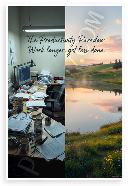 The Productivity Paradox Work Longer Get Less Done Inspirational 12x18 US Made Poster