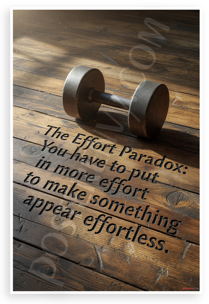 "The Effort Paradox: You have to put in more effort to make something appear effortless" Dumbbell Motivational 12x18 US Made Poster