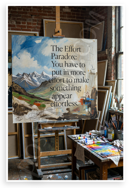 "The Effort Paradox: You Have to Put in More Effort to Make Something Appear Effortless" Artist Studio Inspirational 12x18 US Made Poster