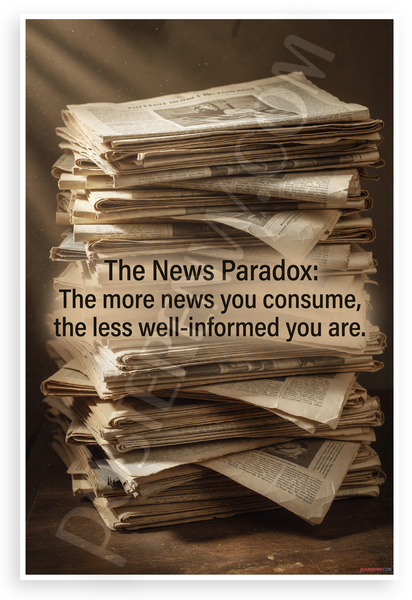 "The News Paradox: The More News You Consume, the Less Well-Informed You Are" Inspirational 12x18 US Made Poster