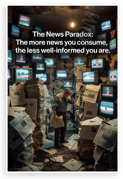 The News Paradox "The More News You Consume the Less Well-Informed You Are" Inspirational 12x18 US Made Poster