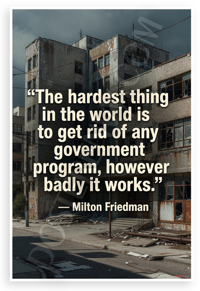 Milton Friedman "Hardest Thing Government Program" Quote 12x18 US Made Poster