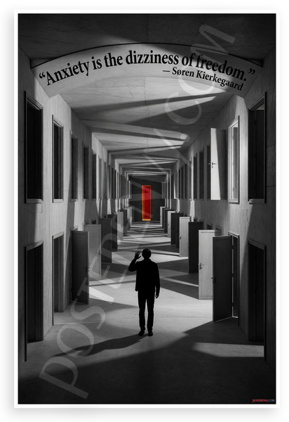 Søren Kierkegaard "Anxiety Is the Dizziness of Freedom" Inspirational 12x18 US Made Poster