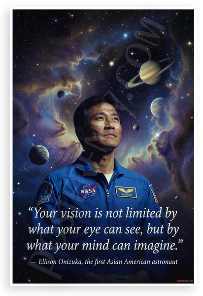 Ellison Onizuka "Your Vision Is Not Limited by What Your Eye Can See" Inspirational 12x18 US Made Poster