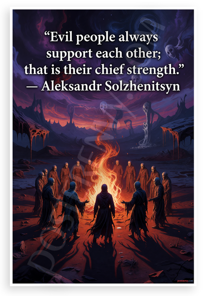 Aleksandr Solzhenitsyn "Evil People Always Support Each Other" Dark Fantasy 12x18 US Made Poster