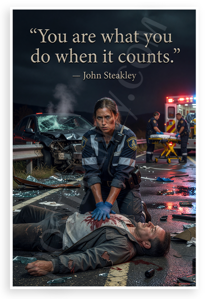 John Steakley "You Are What You Do When It Counts" First Responder Motivational 12x18 US Made Poster