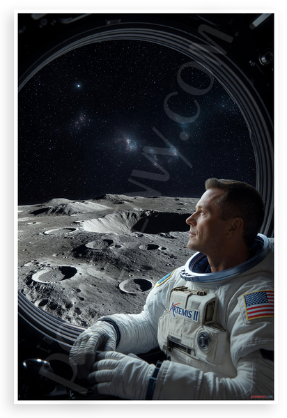 Reid Wiseman Artemis II Astronaut Viewing Moon Space Exploration 12x18 US Made Poster