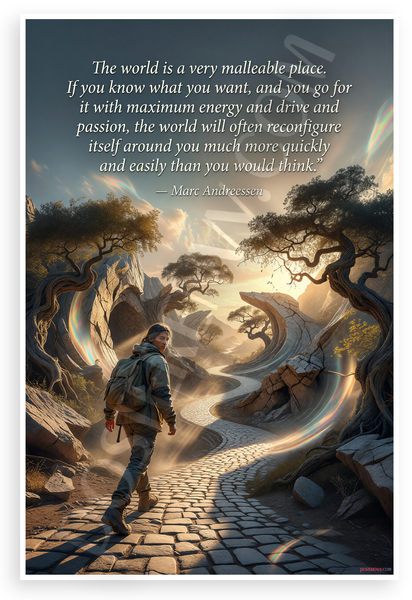 Marc Andreessen 'World is Malleable Place' Inspirational 12x18 US Made Poster