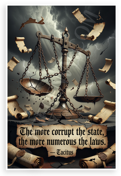 Tacitus "The More Corrupt the State, the More Numerous the Laws" Inspirational 12x18 US Made Poster