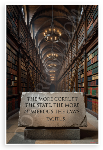 Tacitus "The More Corrupt the State, the More Numerous the Laws" Library 12x18 US Made Poster