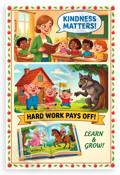 Kindness Matters Hard Work Pays Off Learn & Grow Educational 12x18 US Made Poster