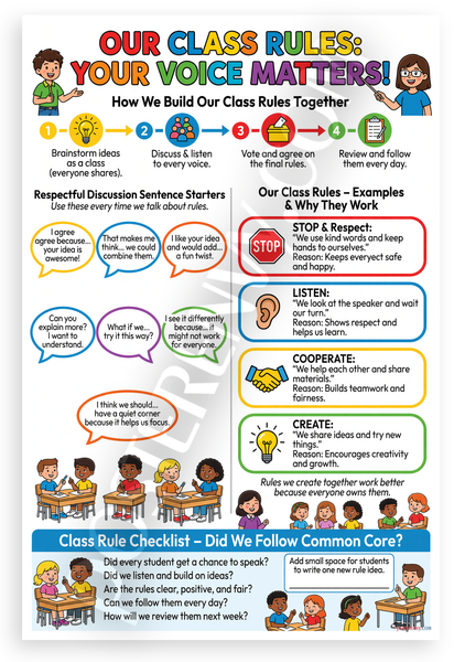 Our Class Rules Your Voice Matters Educational 12x18 US Made Poster