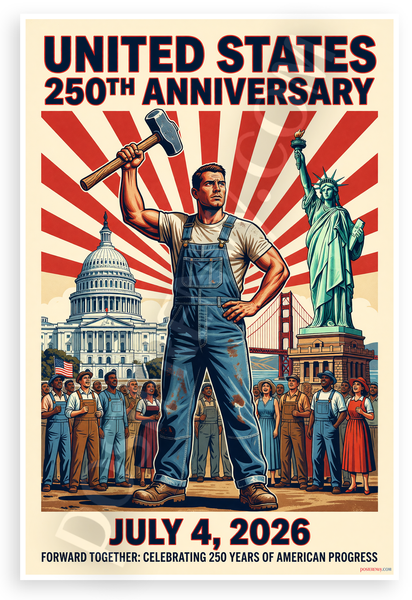 United States 250th Anniversary Forward Together WPA Style 12x18 US Made Poster