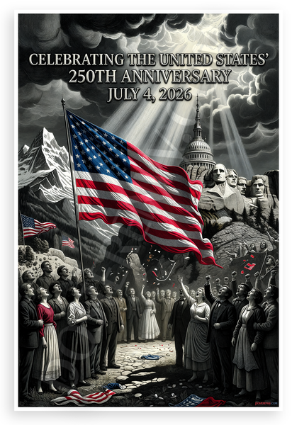 United States 250th Anniversary July 4 2026 Patriotic 12x18 US Made Poster