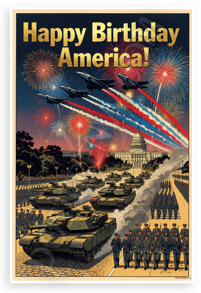 Happy Birthday America! Military Parade US Capitol 12x18 US Made Poster