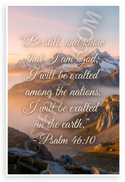 Psalm 46:10 'Be Still and Know That I Am God' Inspirational 12x18 US Made Poster