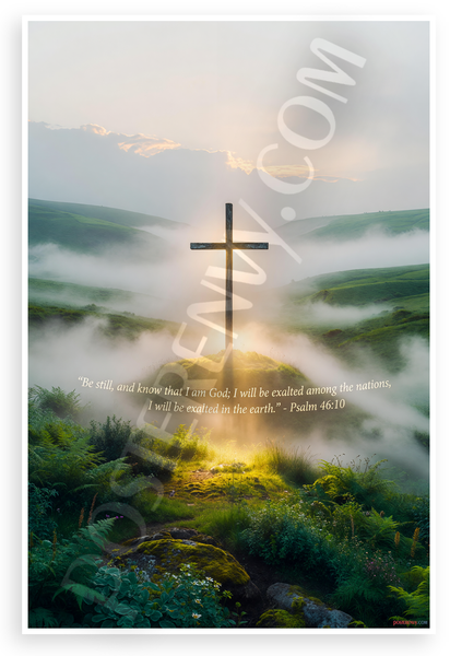 Psalm 46:10 'Be Still and Know That I Am God' Inspirational 12x18 US Made Poster