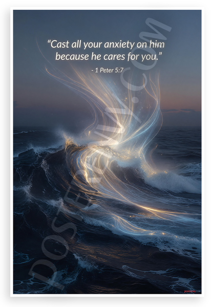 1 Peter 5:7 'Cast All Your Anxiety on Him' Inspirational 12x18 US Made Poster