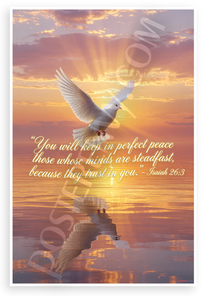 Isaiah 26:3 "You Will Keep in Perfect Peace" Inspirational 12x18 US Made Poster