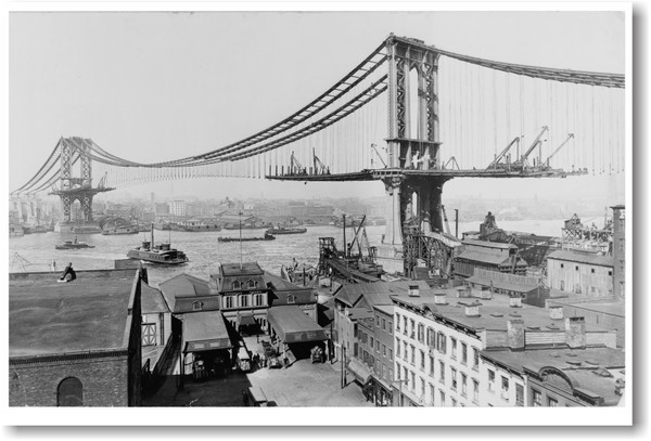 Manhattan Bridge construction 1909