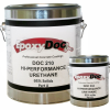EpoxyDoc 95% solids urethane applied at 600 square feet per gallon.  Works great indoors on concrete, epoxies, and other overlay finishes.  Is suitable for auto service centers, warehouses, computer rooms, laboratories, aircraft hangers, cafeterias.