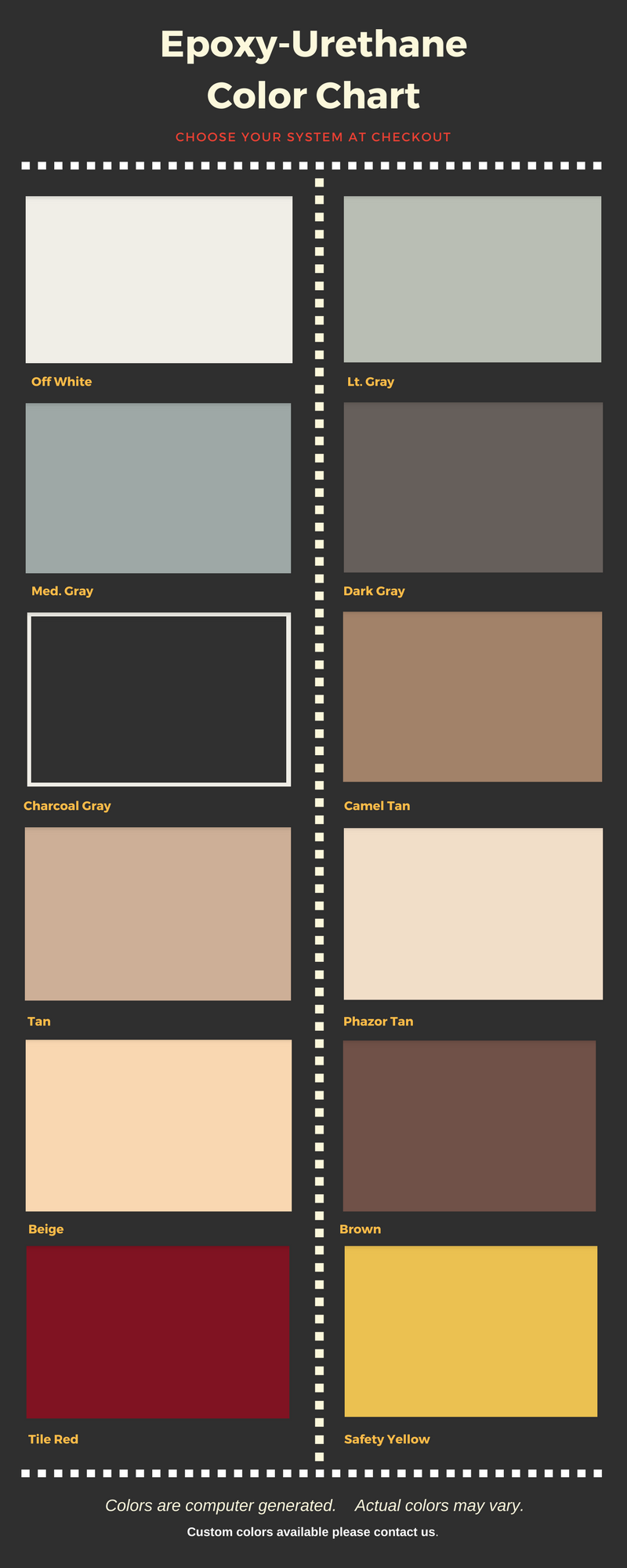 Color Charts - View Epoxy Color Options In Beaufort County