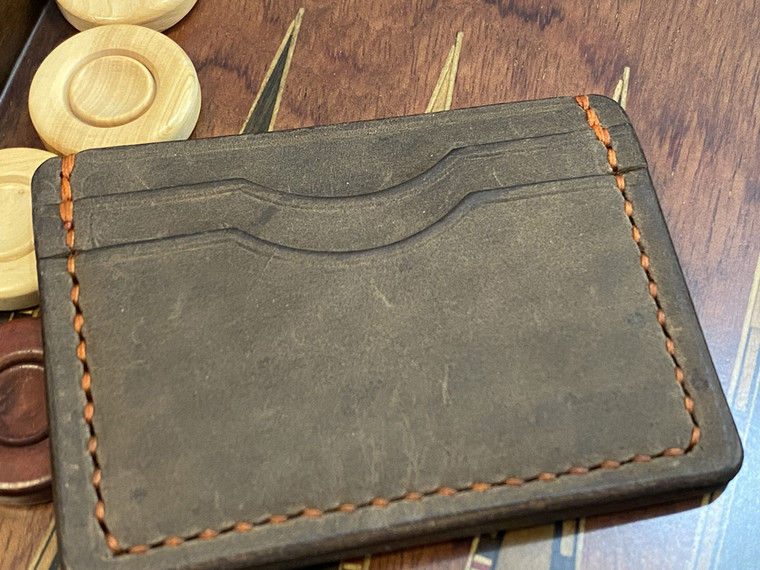 Card Holder - 4 Pocket - Orange Stitching