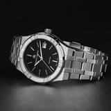 Detalle del Maurice Lacroix Aikon Cuarzo 40mm con esfera negra y caja de acero