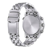 Vista trasera del Citizen Crono Pilot CB5860-86E con caja y brazalete de acero inoxidable