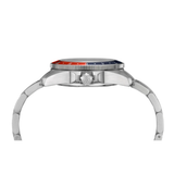 Vista lateral del Certina DS Action GMT Powermatic 80 C032.929.11.041.00 con caja de acero y bisel bicolor