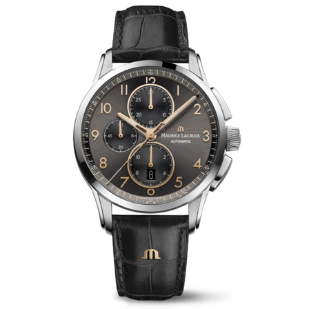 Reloj Maurice Lacroix Pontos S Cronógrafo 43mm PT6388-SS001-321-2 con esfera antracita y correa de piel negra