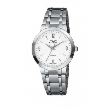 Reloj Sandoz 81296-00 de cuarzo con esfera blanca y brazalete de acero