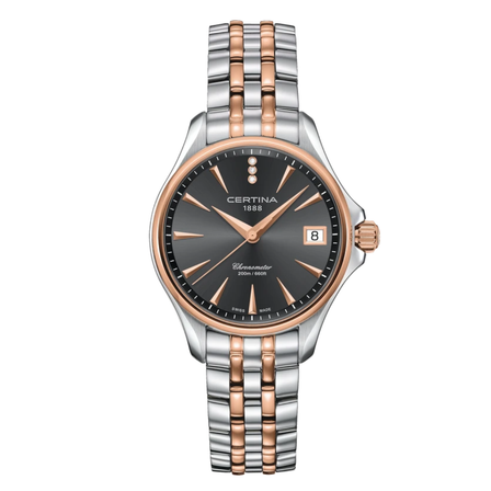 Reloj Certina DS Action Lady C032.051.22.086.00 con esfera gris y brazalete bicolor de acero