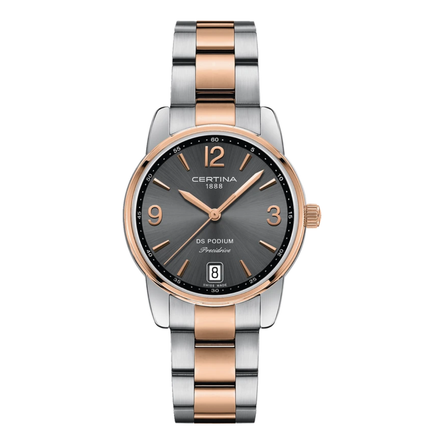 Reloj Certina DS Podium C034.210.22.087.00 con esfera gris y brazalete bicolor de acero