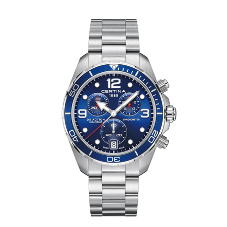 Reloj Certina DS Action C032.434.11.047.00 cronógrafo con esfera azul y brazalete de acero